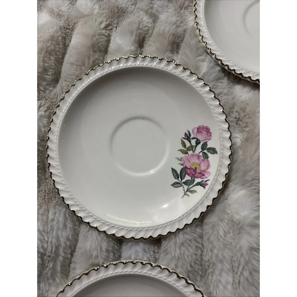 Harker Pottery Co. Wild Rose 22KT. Gold trim Saucer 6 1/4